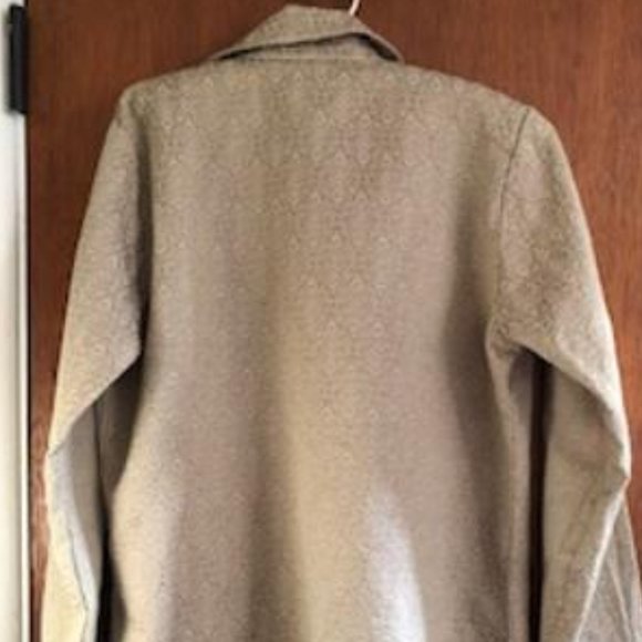 Habitat Clothes to Live in Women's Brocade Blouse/Jacket, Shacket, Olive/Pink - Picture 3 of 10